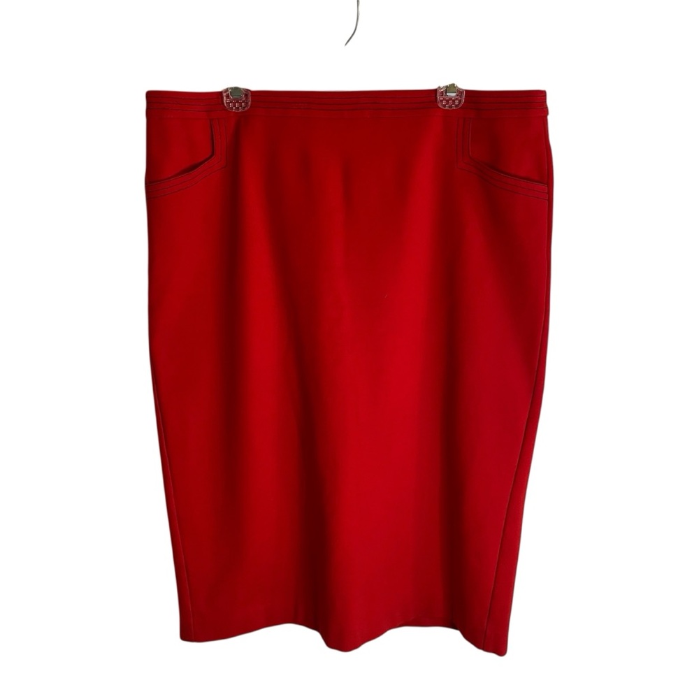 Boden Vibrant Red Pencil Skirt With Zippered Back Size 16/18R plus dressy